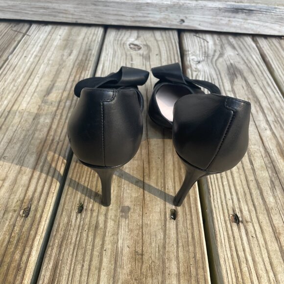 Nine West Mcfally Black Leather d'Orsay Bow Heels Size 6 - Picture 9 of 14